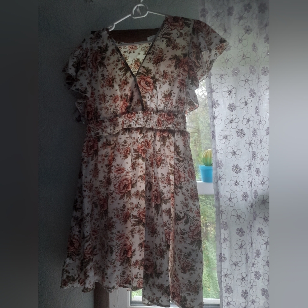 Shein Floral Midi Dress | Romantic Pink Floral | Size L